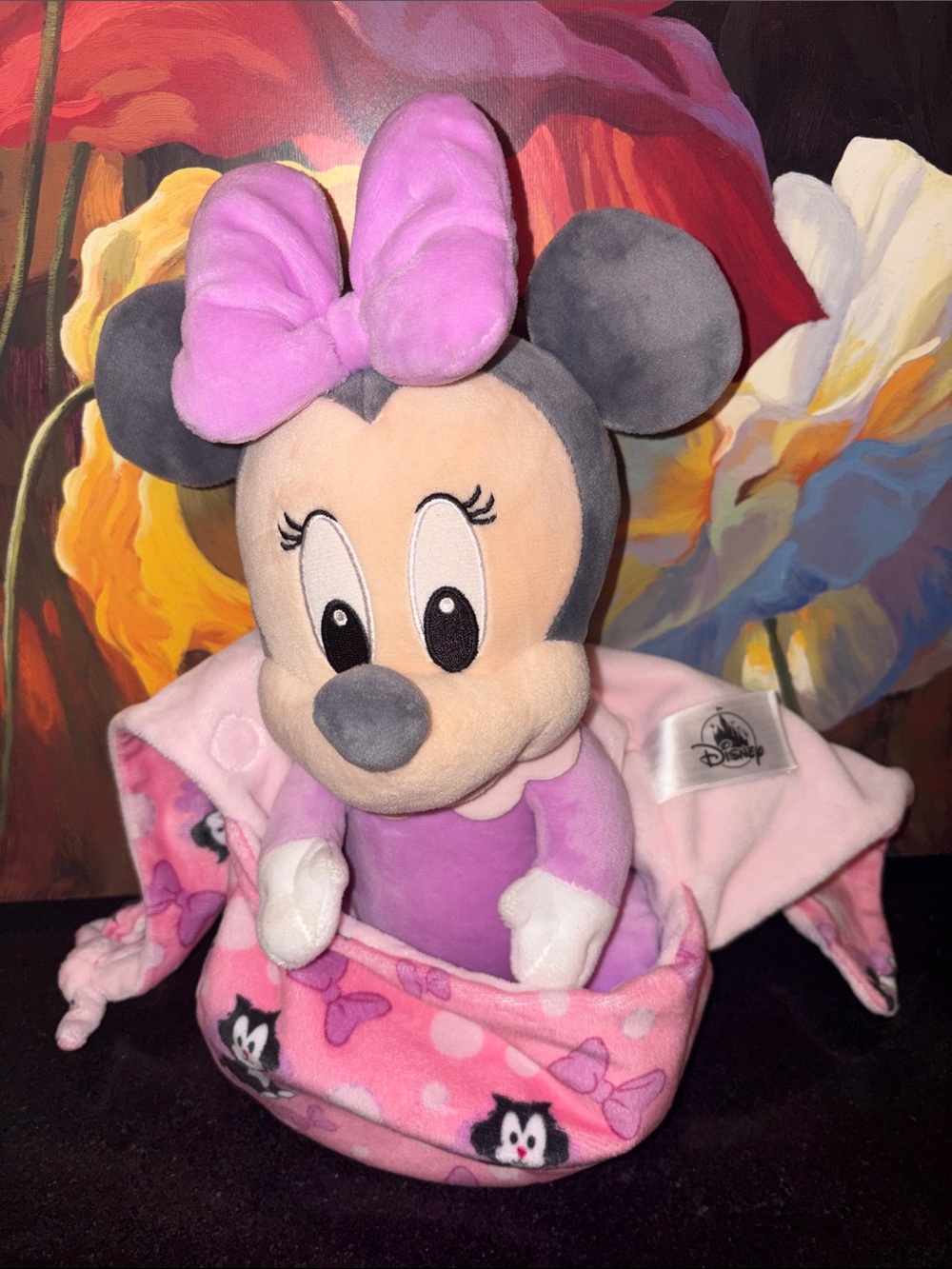 NWOT Disney Baby Minnie Mouse Swaddle Plush 12" Figaro Kiddie Kat Pink Blanket
